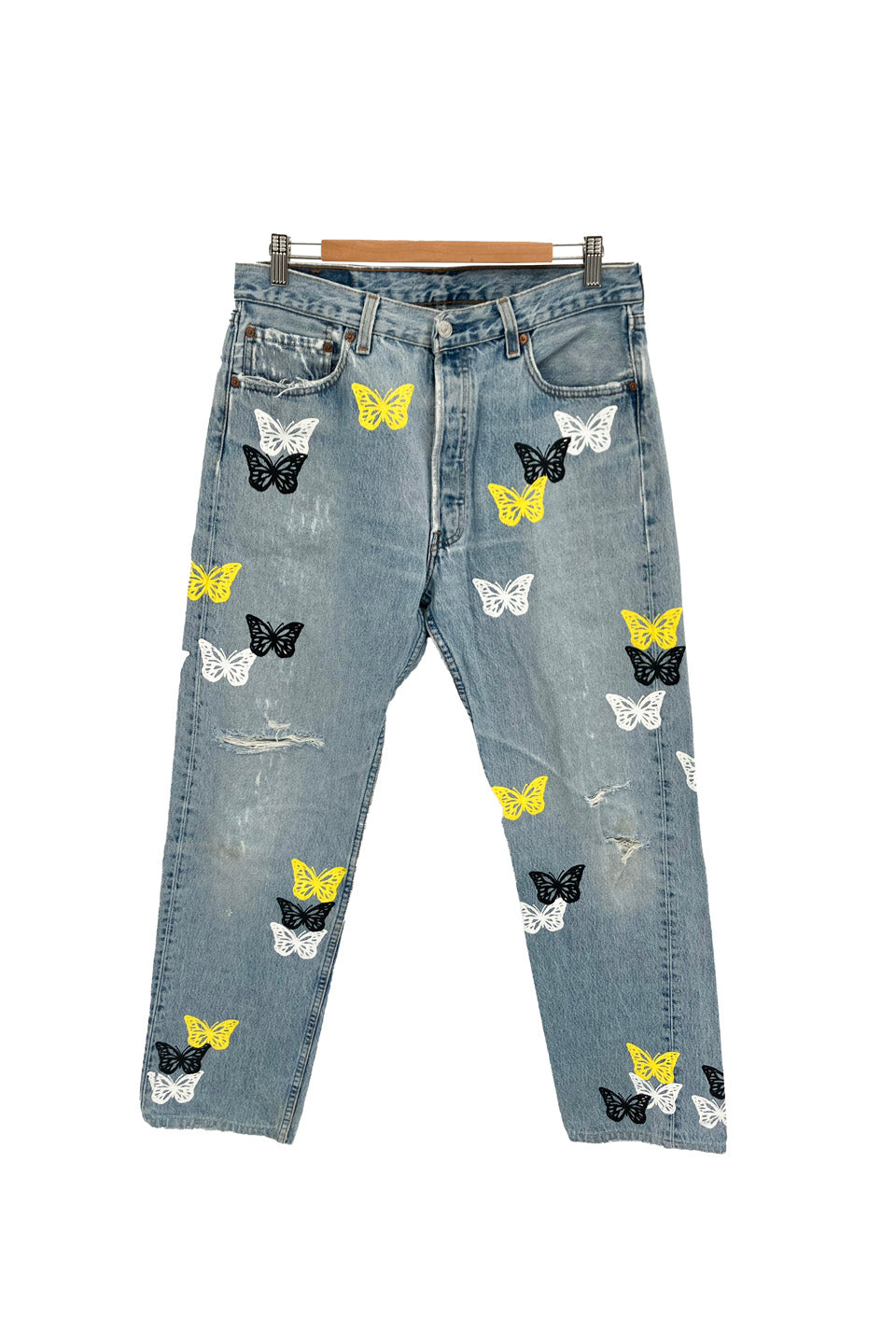 ストリートブランド【CRAWLING DEATH】butterfly denim jeans