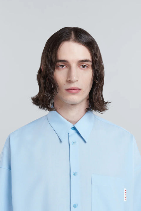 Tropical Wool Long Sleeve Shirt-shirt-MARNI-light blue-Luciall