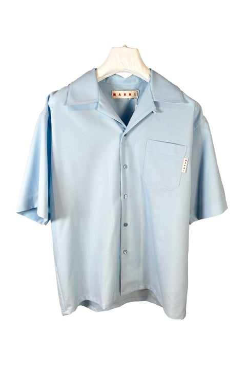 Tropical Wool Bowling Shirt-shirt-MARNI-light blue-Luciall