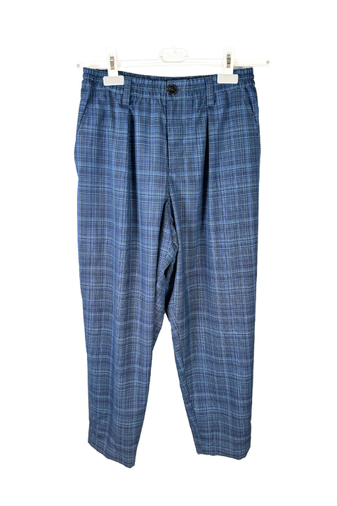 Blue Check Tropical Wool Pants-pants-MARNI-blue-Luciall