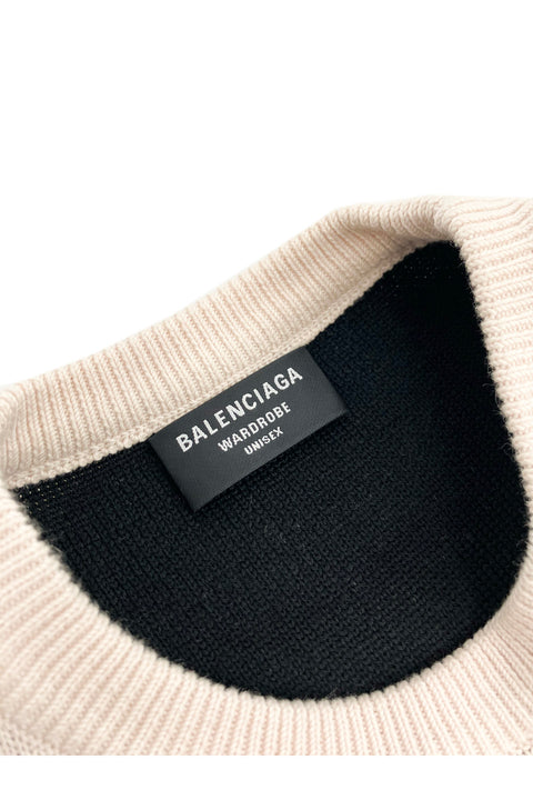 Balenciaga All Over Logo Crewneck Knit-knit-balenciaga-beige-Luciall