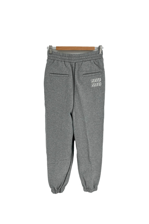 MIUMIU Print Cotton Fleece Sweatpants-pants-MIUMIU-gray-Luciall