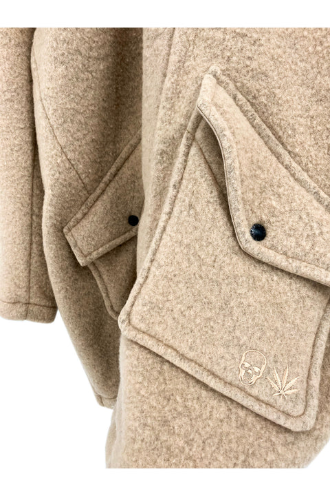 LUCIEN PELLAT-FINET Wool Boa Fleece Oversize Hood Coat-Jacket-LUCIEN PELLAT-FINET-beige-Luciall