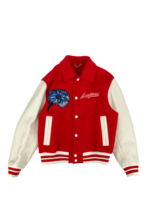 Louis Vuitton 23SS LV x YK Psychedelic flower embroidered varsity blouson 1AB8I4-Jacket-louis vuitton-red-Luciall