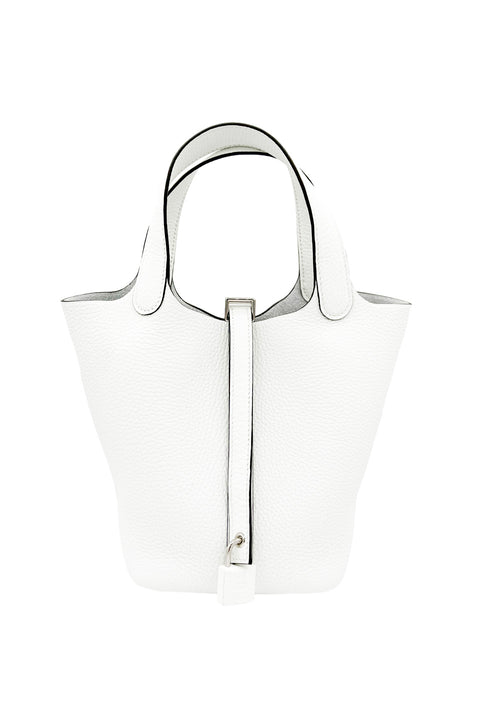 HERMES Picotin Lock PM NEW WHITE (0U) Clemence Silver-bag-hermes-white-Luciall