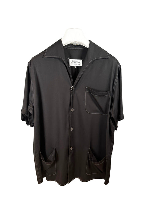 Rayon Twill Shirt-shirt-MAISON MARGIELA-black-Luciall