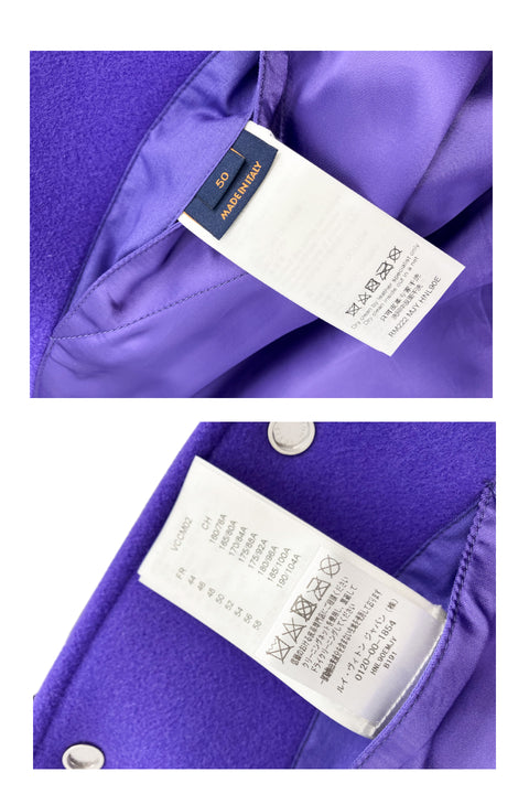 Louis Vuitton 22AW Multi Patched Mix Leather Varsity Jacket 1AAHH5 RM222 MJY HNL90E-Jacket-louis vuitton-purple-Luciall